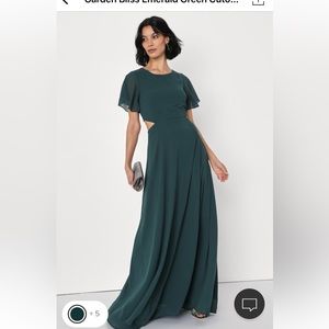 Garden Bliss Emerald Green Cutout Maxi Dress